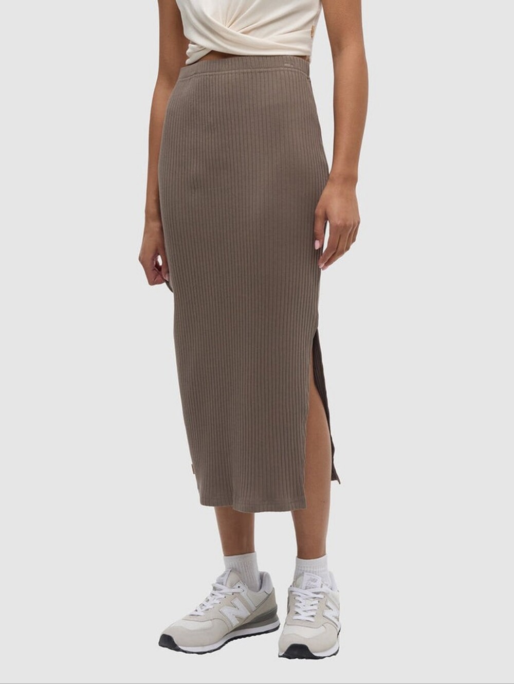 Tentree Ribbed Midi Skirt with Side Slit